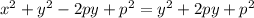 x^{2} + y^{2} -2py+ p^{2}= y^{2} +2py+ p^{2}