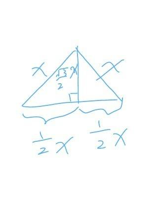 What is the area of an equalateral triangle of side length x?