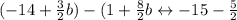 (-14+\frac{3}{2}b)-(1+\frac{8}{2}b\leftrightarrow-15-\frac{5}{2}