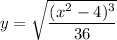 y=\sqrt\dfrac{(x^2-4)^3}{36}