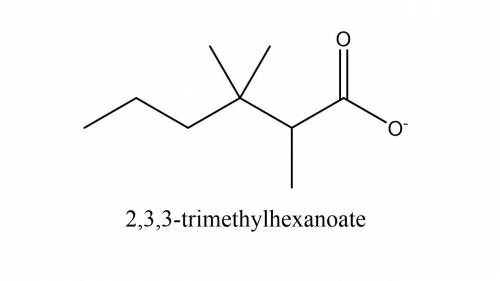 Draw a structural formula for sodium 2,3,3-trimethylhexanoate.