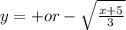 y=+or- \sqrt{ \frac{x+5}{3} }