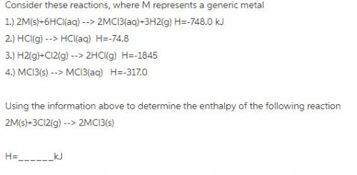 Consider these reactions, where m represents a generic metal. 2m(s)+6hcl(aq)â¶2mcl3(aq)+3h2(g)î´h1=â