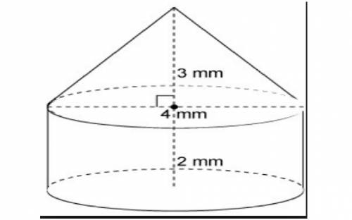 The figure is made up of a cone and a cylinder. to the nearest whole number, what is the approximate