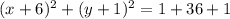 (x+6)^2+(y+1)^2=1+36+1\\