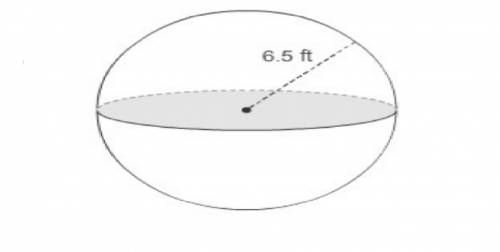 What is the exact volume of the sphere?  56.3¯π ft³ 274.625π ft³ 366.16¯π ft³ 1464.6¯π ft³ sphere wi