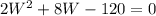 2W^2+8W-120=0