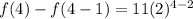 f(4)-f(4-1)=11(2)^{4-2}