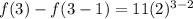 f(3)-f(3-1)=11(2)^{3-2}