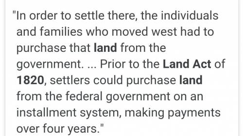 How did the land act in 1820  westerners?