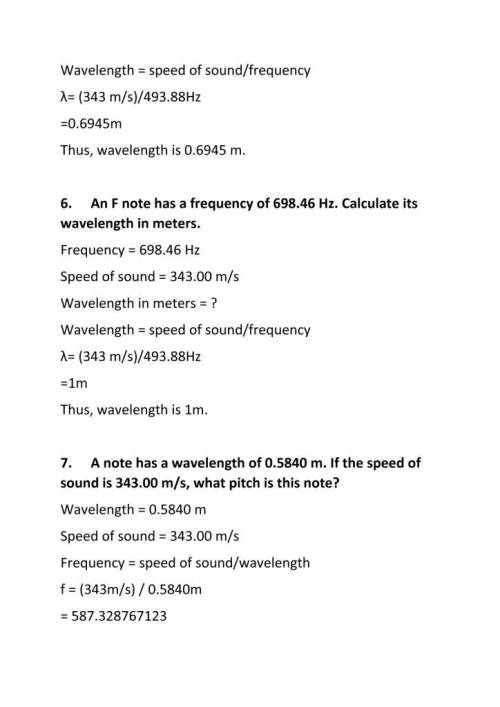 1. a note has a wavelength of 0.77955 m. if the speed of sound is 343.00 m/s, what pitch is this not