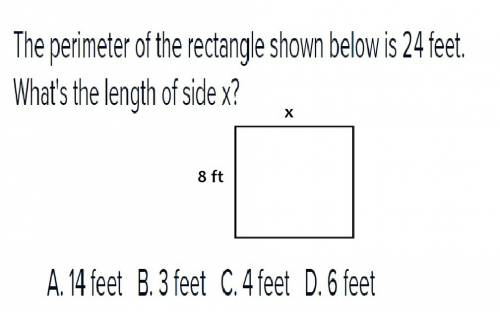 The perimeter of the rectangle shown below is 24 feet what’s the length of side d?