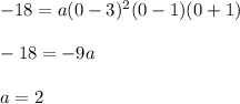 -18=a (0-3)^{2}(0-1)(0+1) \\  \\ &#10;-18=-9a \\  \\ &#10;a=2