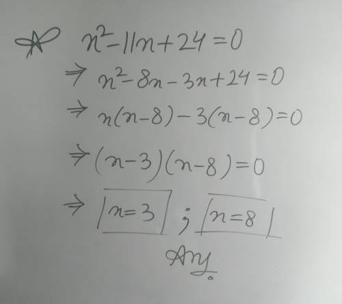 X^2+24-11x=0 what are the roots to the equation