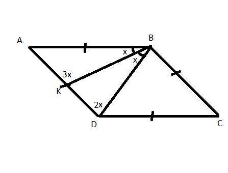 Hl suppose abcd is a rhombus such that the angle bisector of ∠abd meets ad at point k. prove that m∠