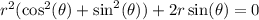 r^2(\cos^2(\theta)+\sin^2(\theta))+2r\sin(\theta)=0