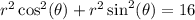 r^2\cos^2(\theta)+r^2\sin^2(\theta)=16