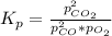K_{p}=\frac{p_{CO_{2}}^{2}}{p_{CO}^{2}*p_{O_{2}}}