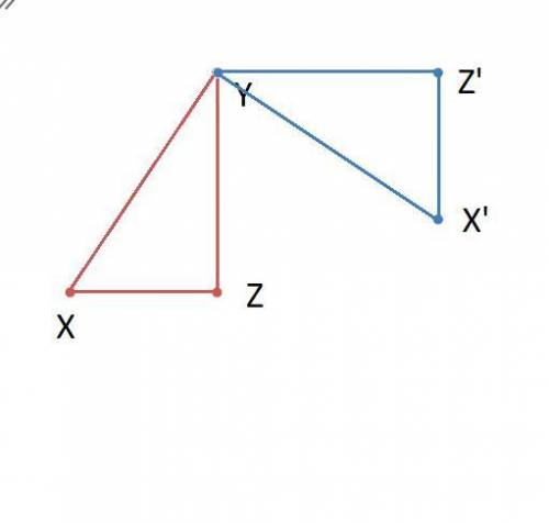 Identify the image of triangle xyz for a composition of 50 degrees rotation and a 40 degrees rotatio