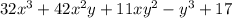 32x^3+42x^2y+11xy^2-y^3+17