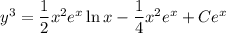 y^3=\dfrac12x^2e^x\ln x-\dfrac14x^2e^x+Ce^x