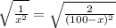 \sqrt{\frac{1}{x^2}} = \sqrt{\frac{2}{(100 - x)^2}}