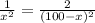 \frac{1}{x^2} = \frac{2}{(100 - x)^2}