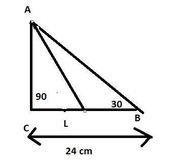 Given:  ∆abc, m∠c = 90° m∠bac = 2m∠abc bc = 24 cm,  al− ∠ bisector find:  al