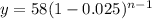 y=58(1-0.025)^{n-1}