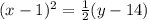 (x-1)^2=\frac{1}{2}(y-14)