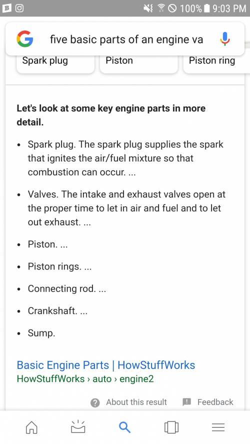 Asap !  describe the five basic parts of an engine valve