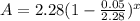 A=2.28(1 -\frac{0.05}{2.28})^x