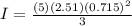 I = \frac{(5)(2.51)(0.715)^{2}}{3}