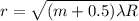 r=\sqrt{(m+0.5)\lambda R}