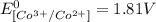 E^0_{[Co^{3+}/Co^{2+}]}=1.81V