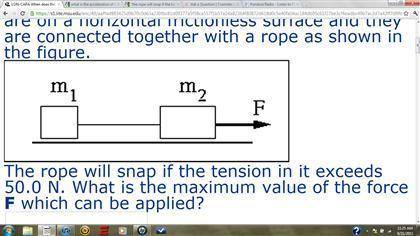 The rope will snap if the tension in it exceeds 55.0 n. what is the maximum value of the force f whi