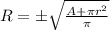 R = \pm \sqrt{\frac{A+\pi r^2}{ \pi}}