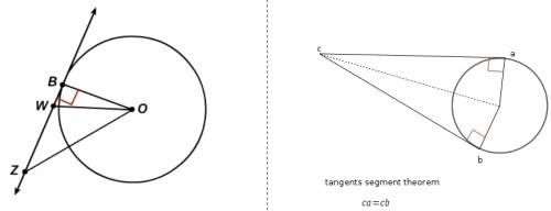 Wz←→ is tangent to circle o at point b. what is the measure of ∠obz?  80º 90º 160º 180º