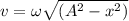 v=\omega\sqrt{(A^2-x^2)}