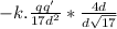 -k . \frac{qq'}{17d^2} * \frac{4d}{d\sqrt{17} }