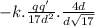 -k.\frac{qq'}{17d^{2}}.\frac{4d}{d\sqrt{17}}
