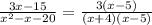 \frac{3x-15}{x^2-x-20} = \frac{3(x-5)}{(x+4)(x-5)}