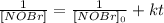 \frac{1}{[NOBr]}=\frac{1}{[NOBr]_{0}}+kt