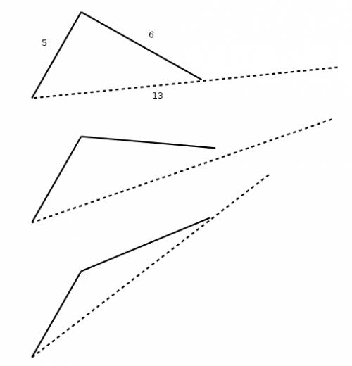 Me!  can a triangle have sides with the given lengths?  5 ft, 6 ft, 13 fta. yes, because 5 + 6 <
