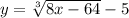 y =\sqrt[3]{8x-64}-5