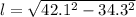 l= \sqrt{42.1^{2}-34.3^{2}  }