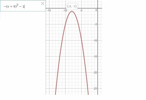 Timed   overall what interval is the graph of f(x)= -(x+8)^2-1 decreasing?  a) (-8, infinite) b) (8,