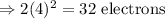 \Rightarrow 2(4)^2=32\text{ electrons}