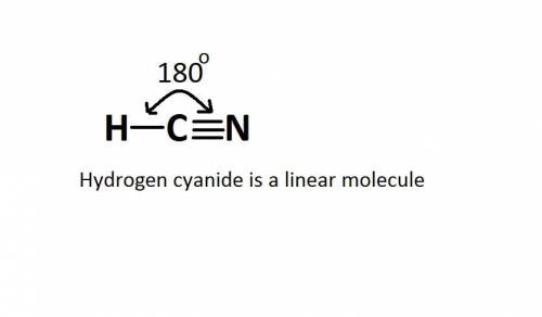 What is the molecular shape of hcn?  bent linear angular trigonal pyramidal