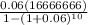 \frac{0.06(16666666)}{1- (1+0.06)^{10} }